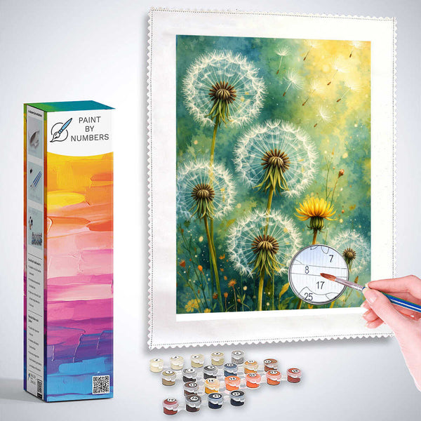 Paint by Numbers - Dandelions in green