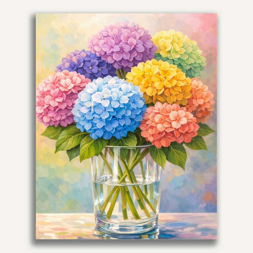 Paint by Numbers - Rainbow bouquet, hydrangea