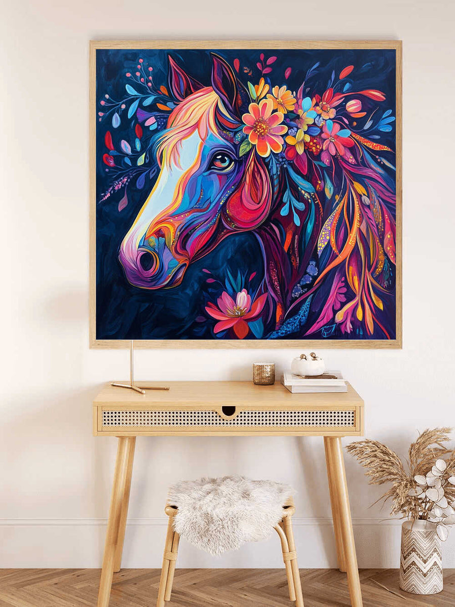 Paint by Numbers - Colors of the Wild Heart, Horse with Flowers