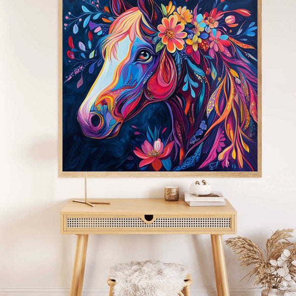 Paint by Numbers - Colors of the Wild Heart, Horse with Flowers