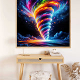 Paint by Numbers - Cosmic Euphoria artwork displaying radiant colors swirling from clouds into the night sky, creating a mesmerizing spectacle.