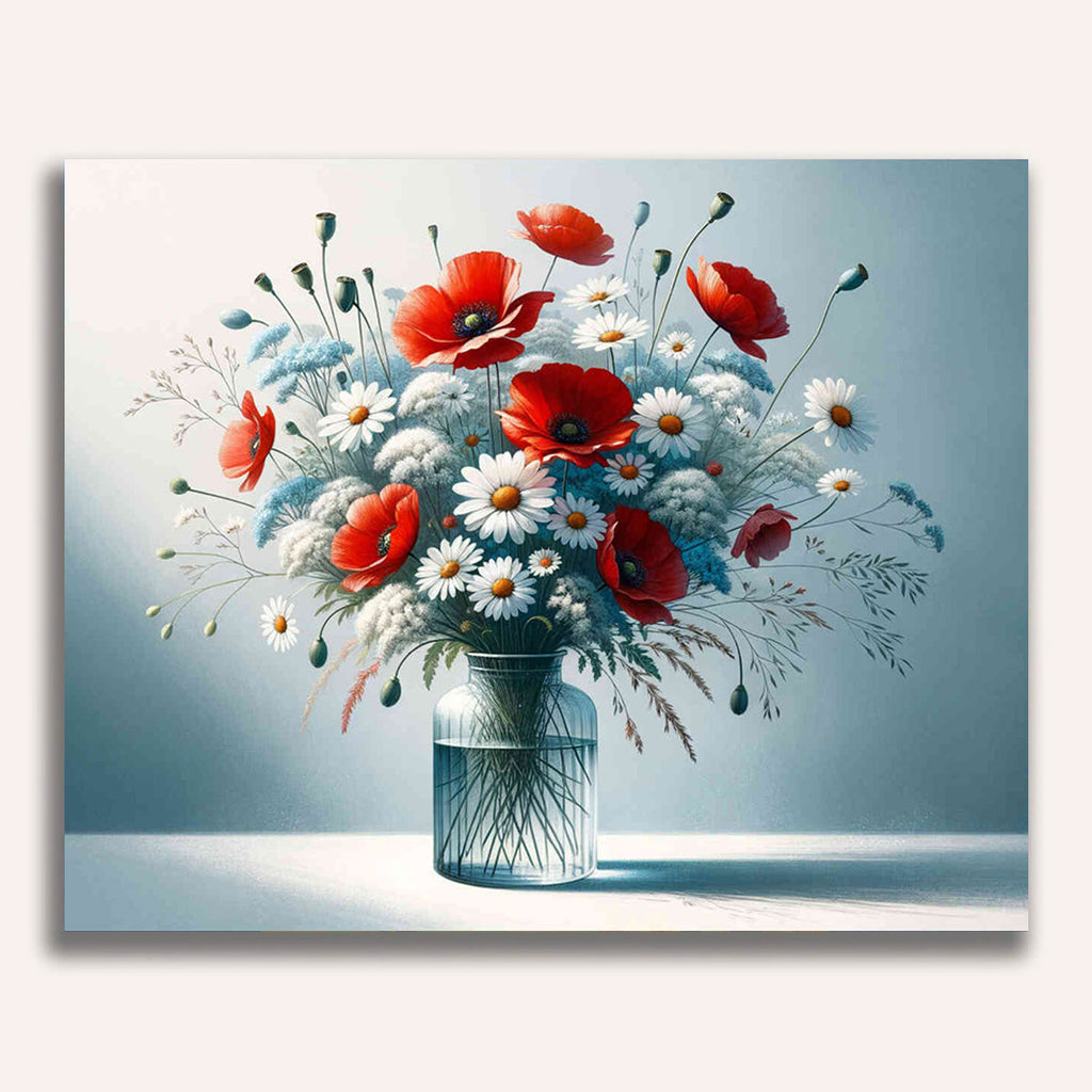 Daisies and poppies - Paint by Numbers