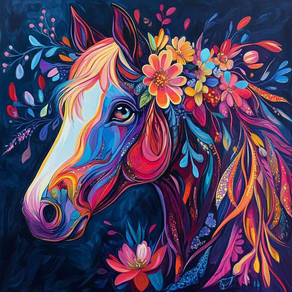 Paint by Numbers - Colors of the Wild Heart, Horse with Flowers