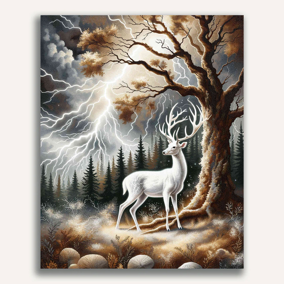 Deer, lightning - Paint by Numbers