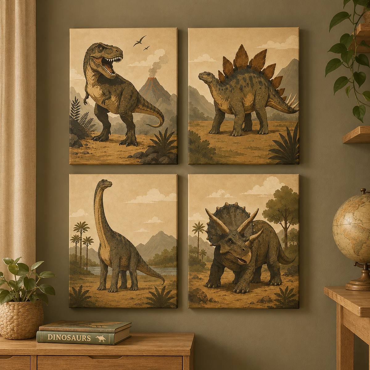 Dino journey, set of 4 - Mini paint by numbers