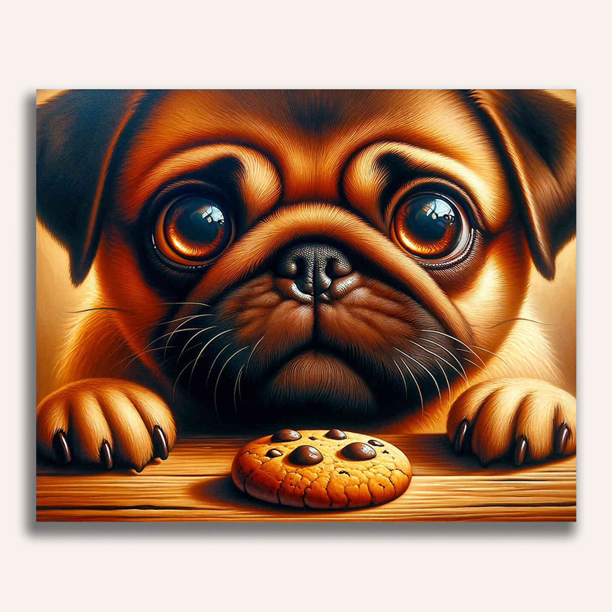 Dog, Pug with cookie - Paint by Numbers