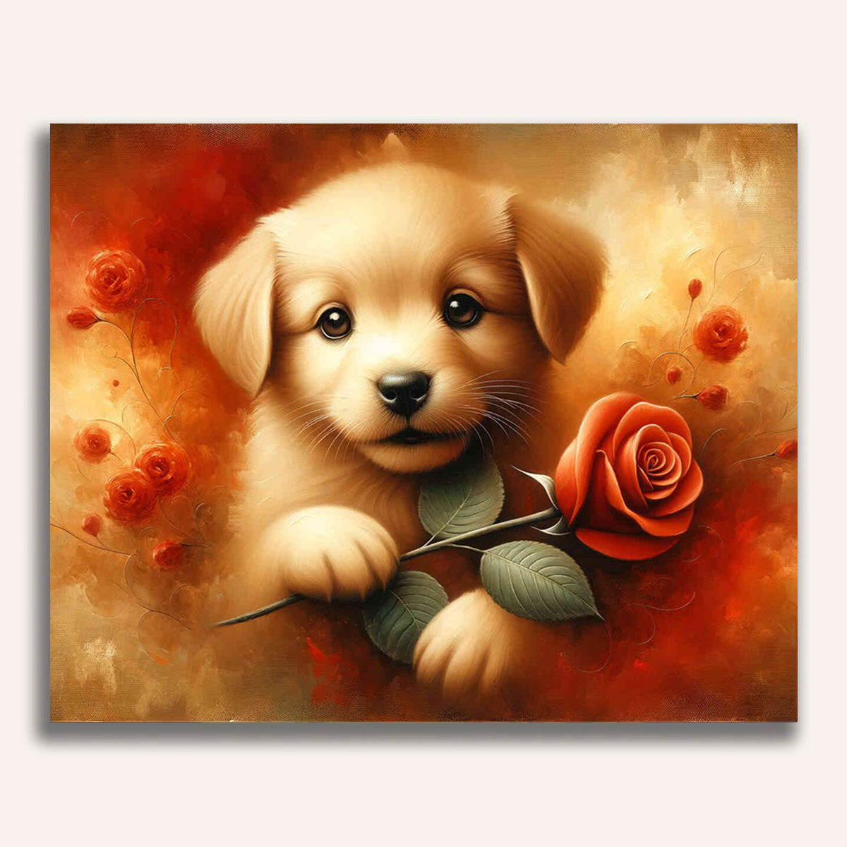 Dog with rose - Paint by Numbers