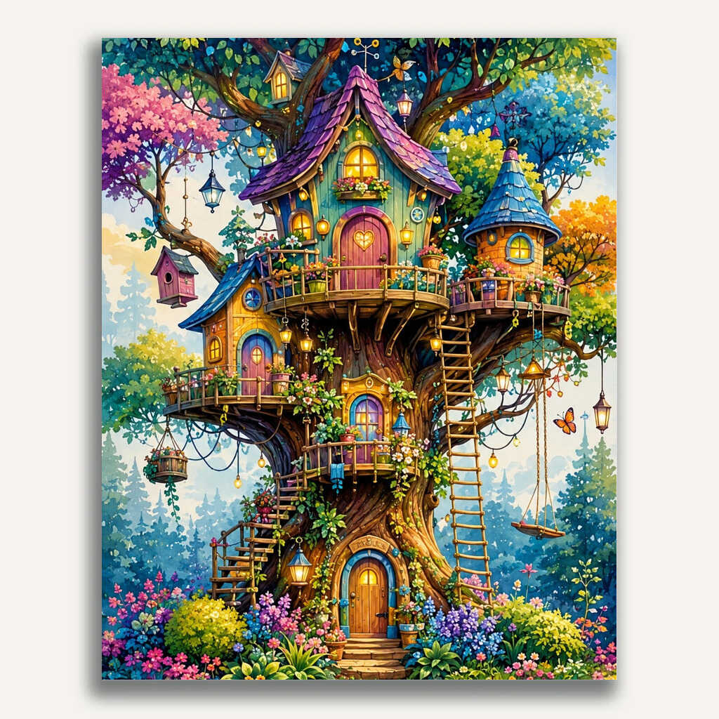 Paint by Numbers - Magic House in the Fairytale Tree
