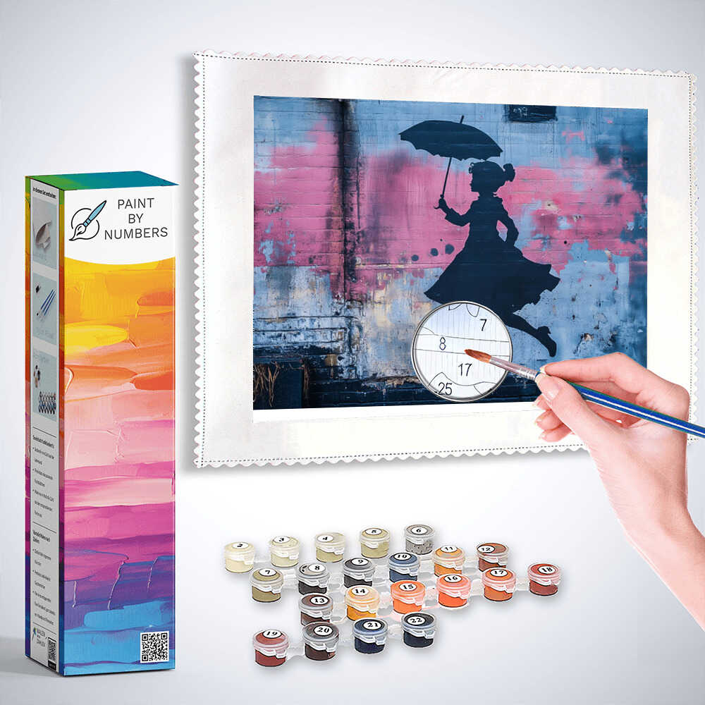 Paint by Numbers - Dance in the shadow rain, Banksy style