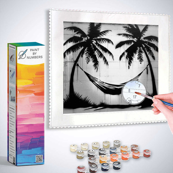 Paint by Numbers - Tropical calm, black and white