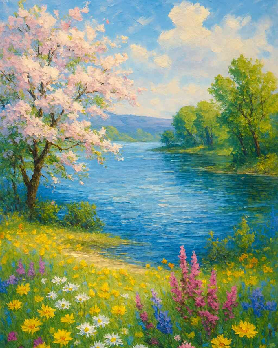 Paint by Numbers - Spring poetry by the lake