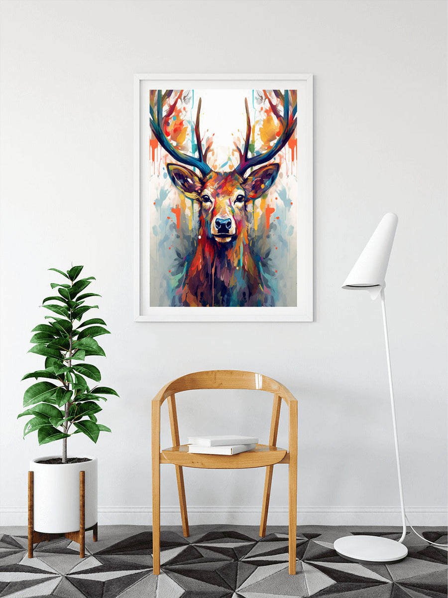 Deer with colorful antlers - Paint by Numbers
