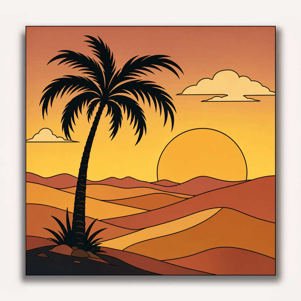 Paint by Numbers - Sunset in the oasis