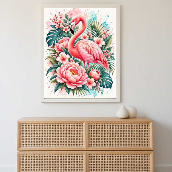 Paint by Numbers - Flamingo magic in a sea of flowers