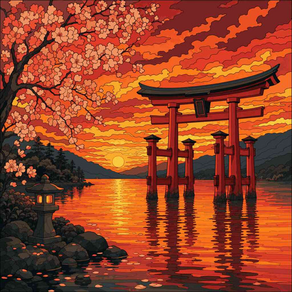 Paint by Numbers - Torii im Abendrot