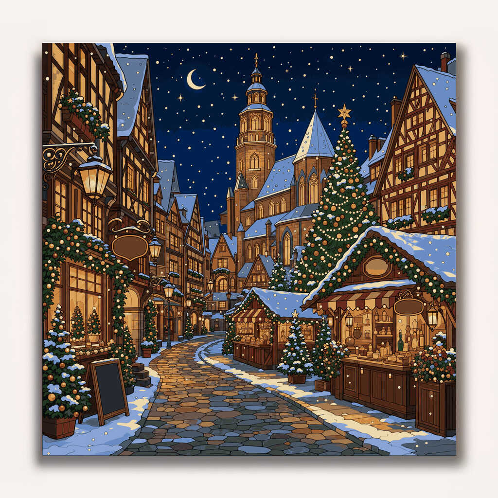 Paint by Numbers - Winter night at the Christmas market