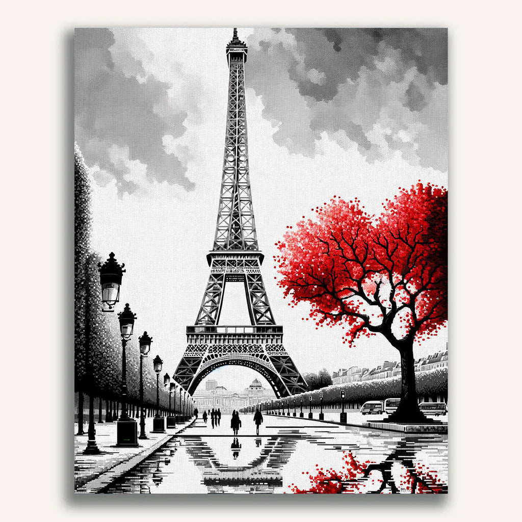 Eiffel Tower in black and white - Paint by Numbers