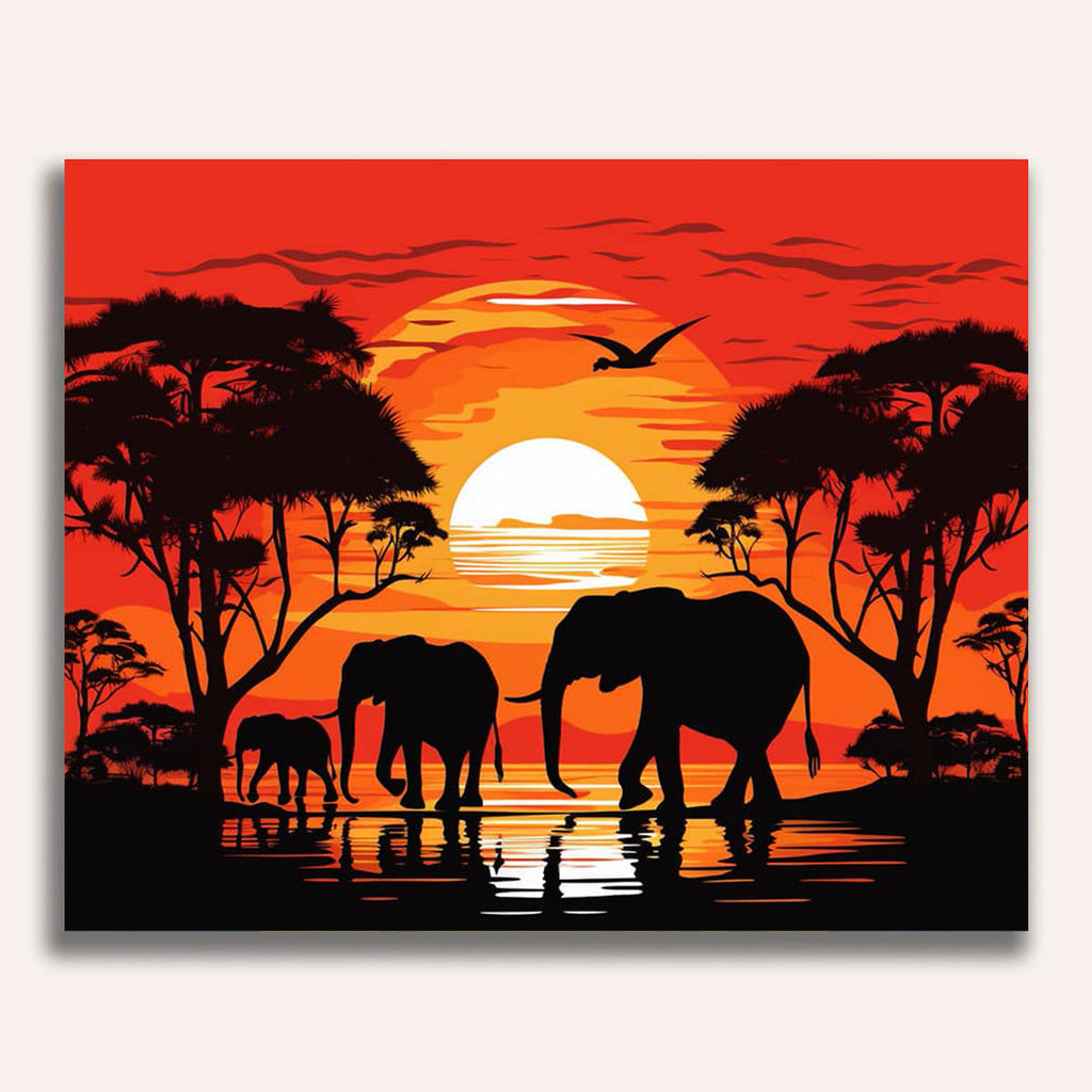 Elephants, Africa - Paint by Numbers