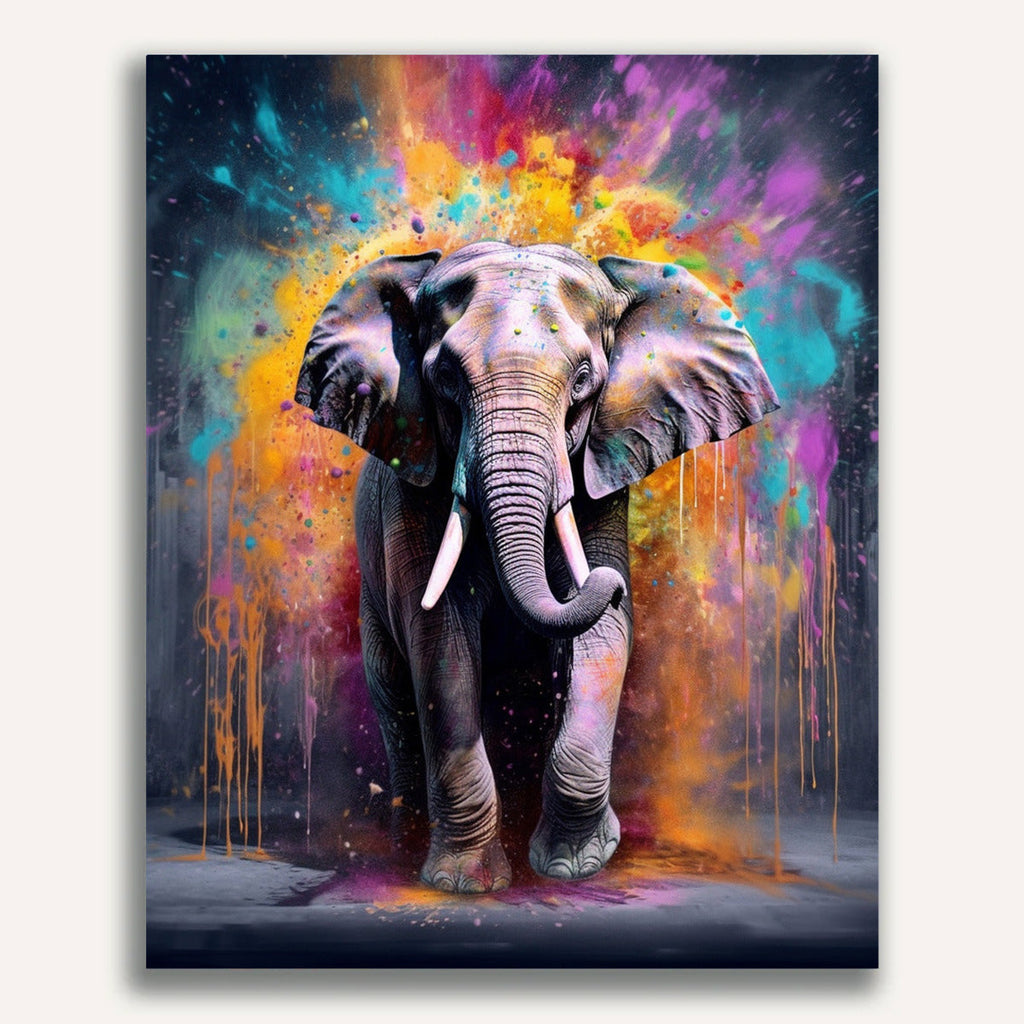 Elephant sprays paint - Paint by Numbers