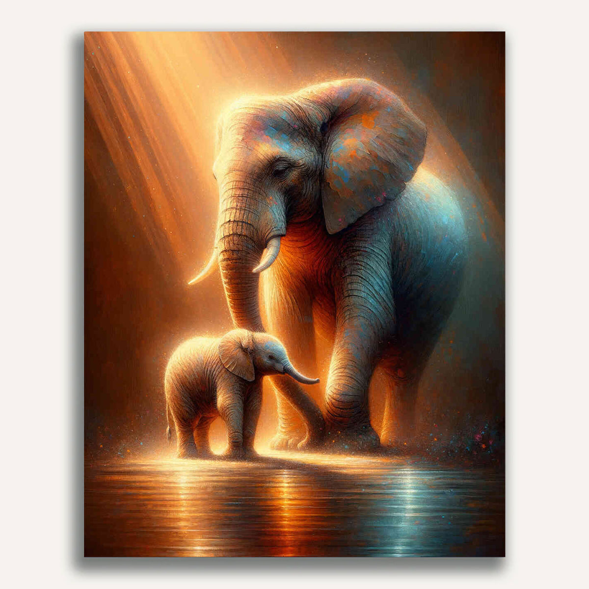 Elephant with calf - Paint by Numbers