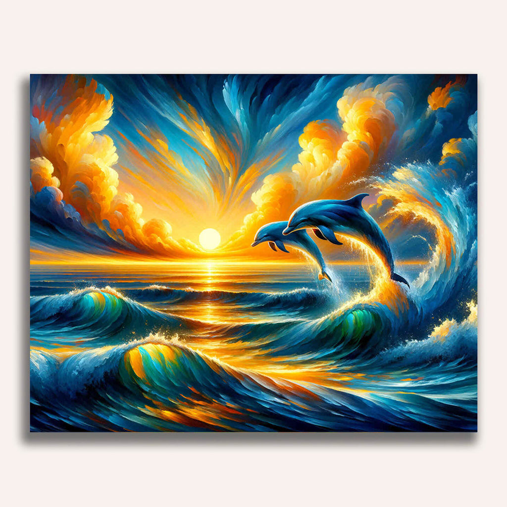 Dusk, Dolphins - Paint by Numbers