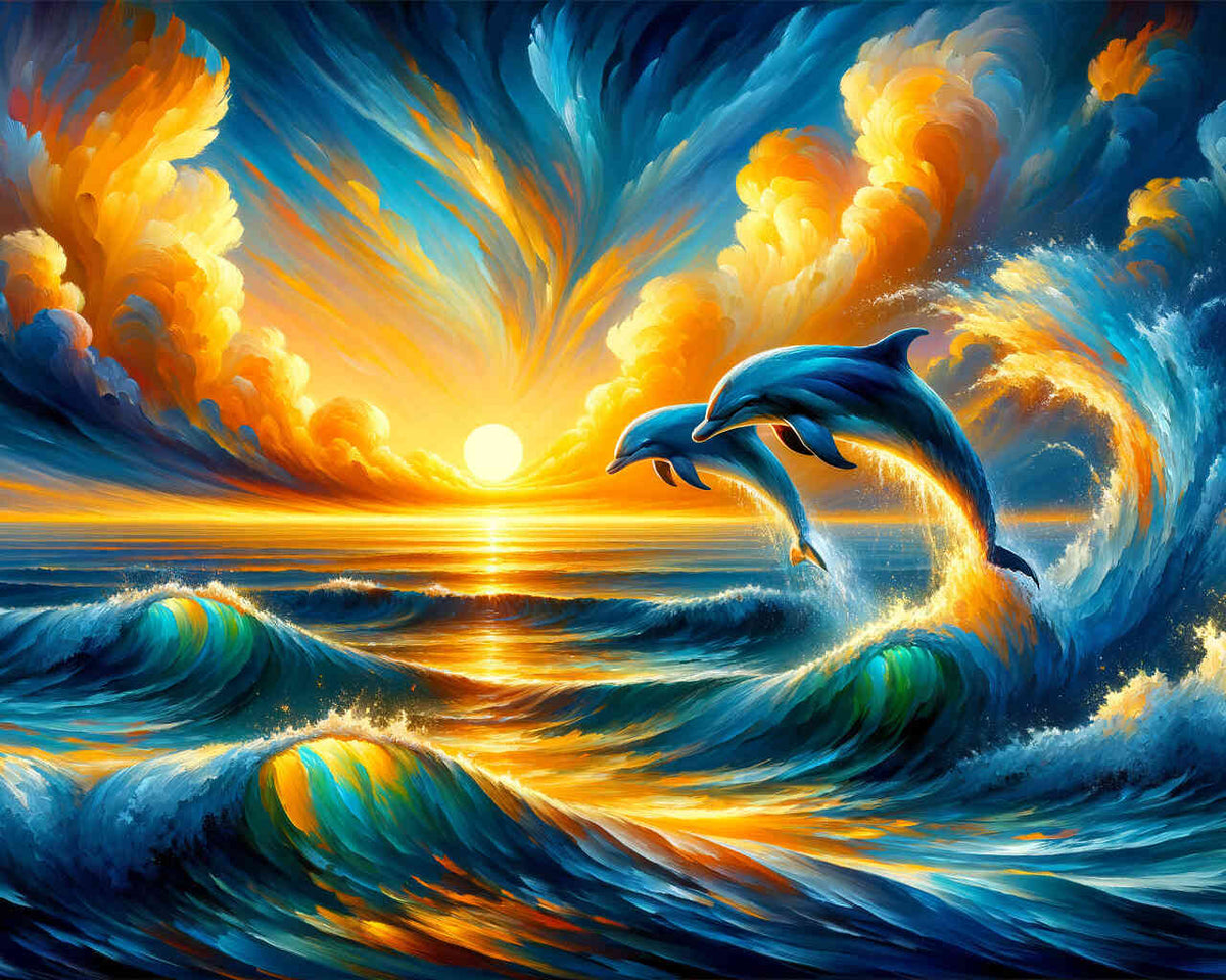 Dusk, Dolphins - Paint by Numbers