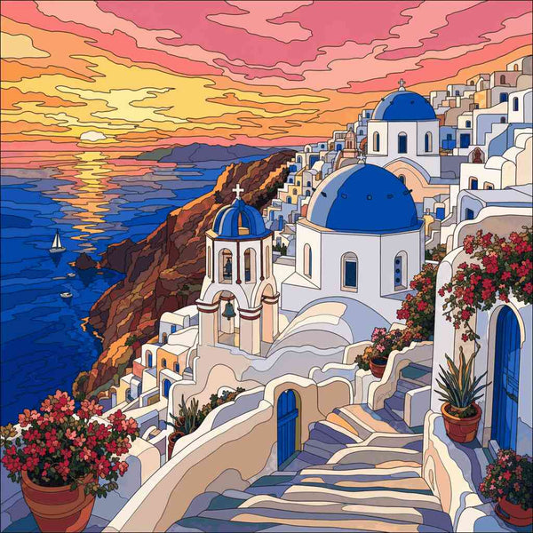 Paint by Numbers - Magical twilight on Santorini
