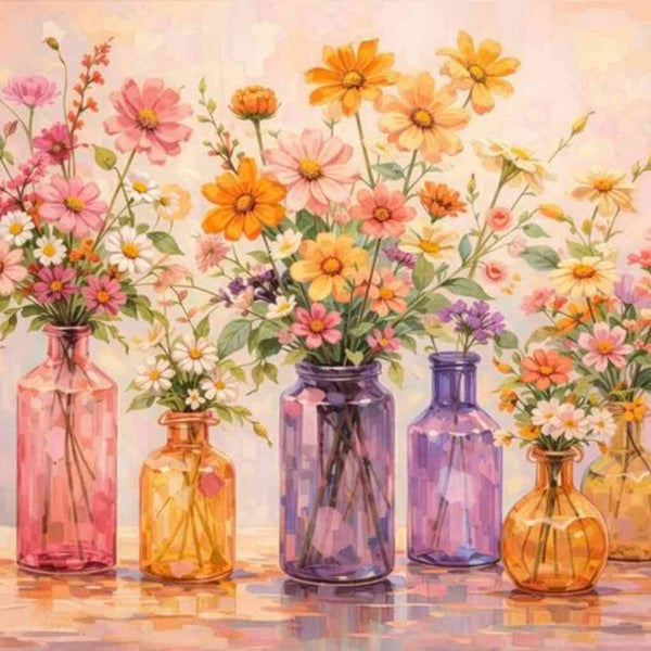 Paint by Numbers - Floral magic in the sunlight, vases