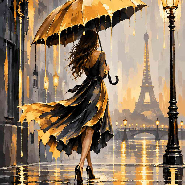 Paint by Numbers - Golden raindrops over Paris