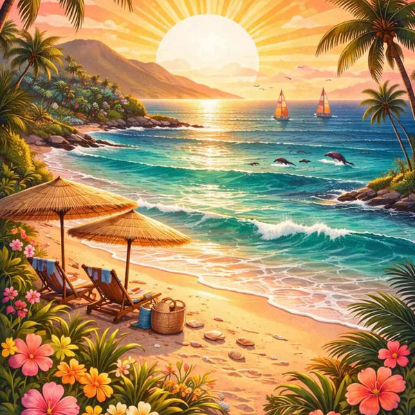 Paint by Numbers - Sun magic on paradise beach
