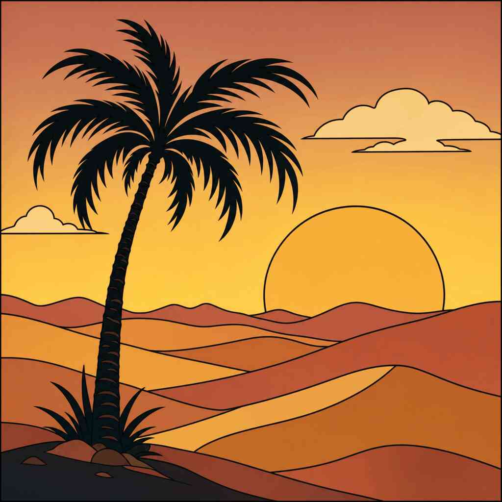 Paint by Numbers - Sunset in the oasis