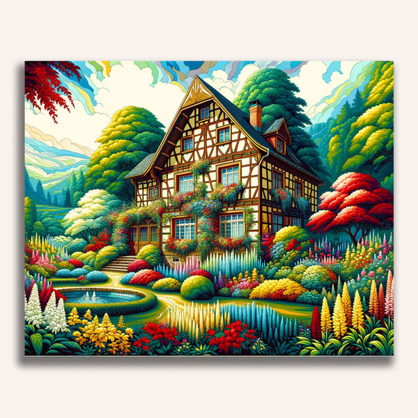 Fairy tale villa with garden - Paint by Numbers