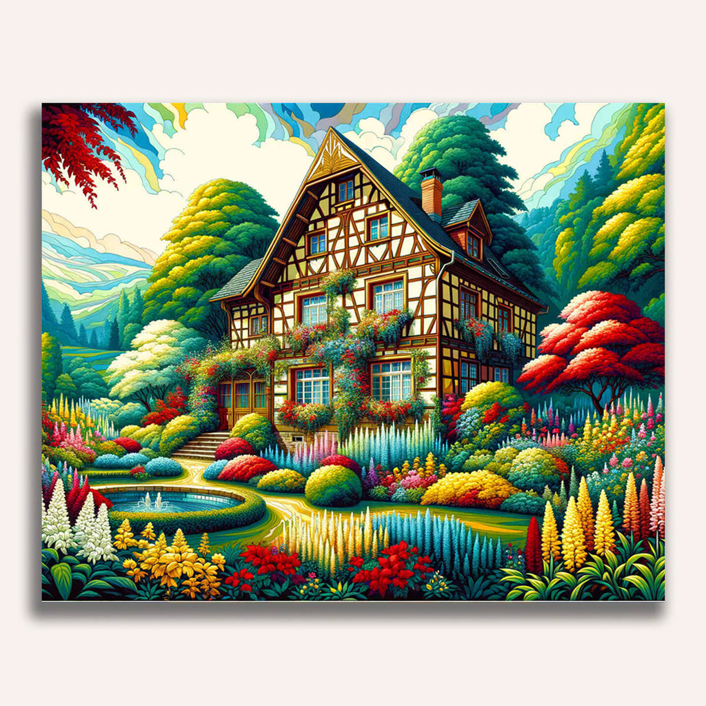 Fairy tale villa with garden - Paint by Numbers