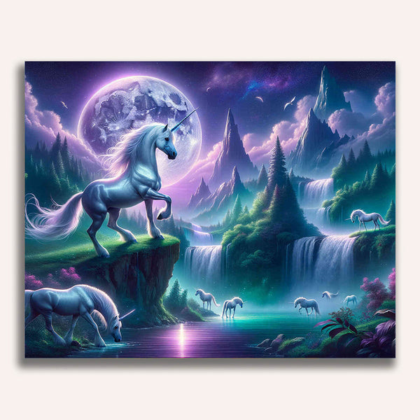 Fairy tale world, unicorn - Paint by Numbers