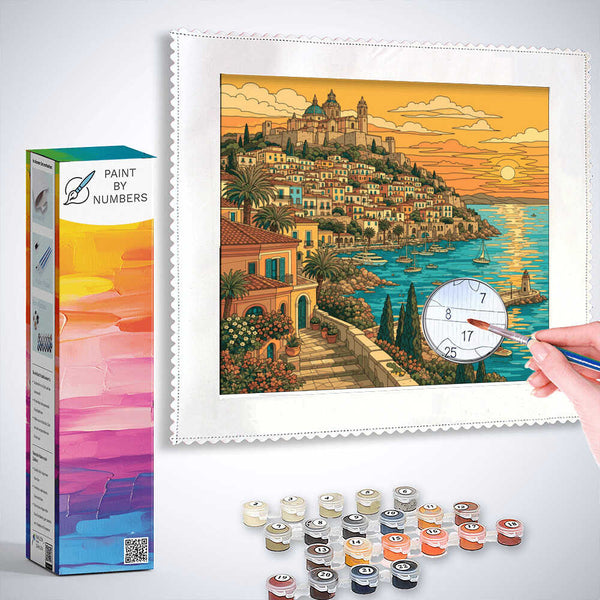 Paint by Numbers - Sunset over the Mediterranean paradise