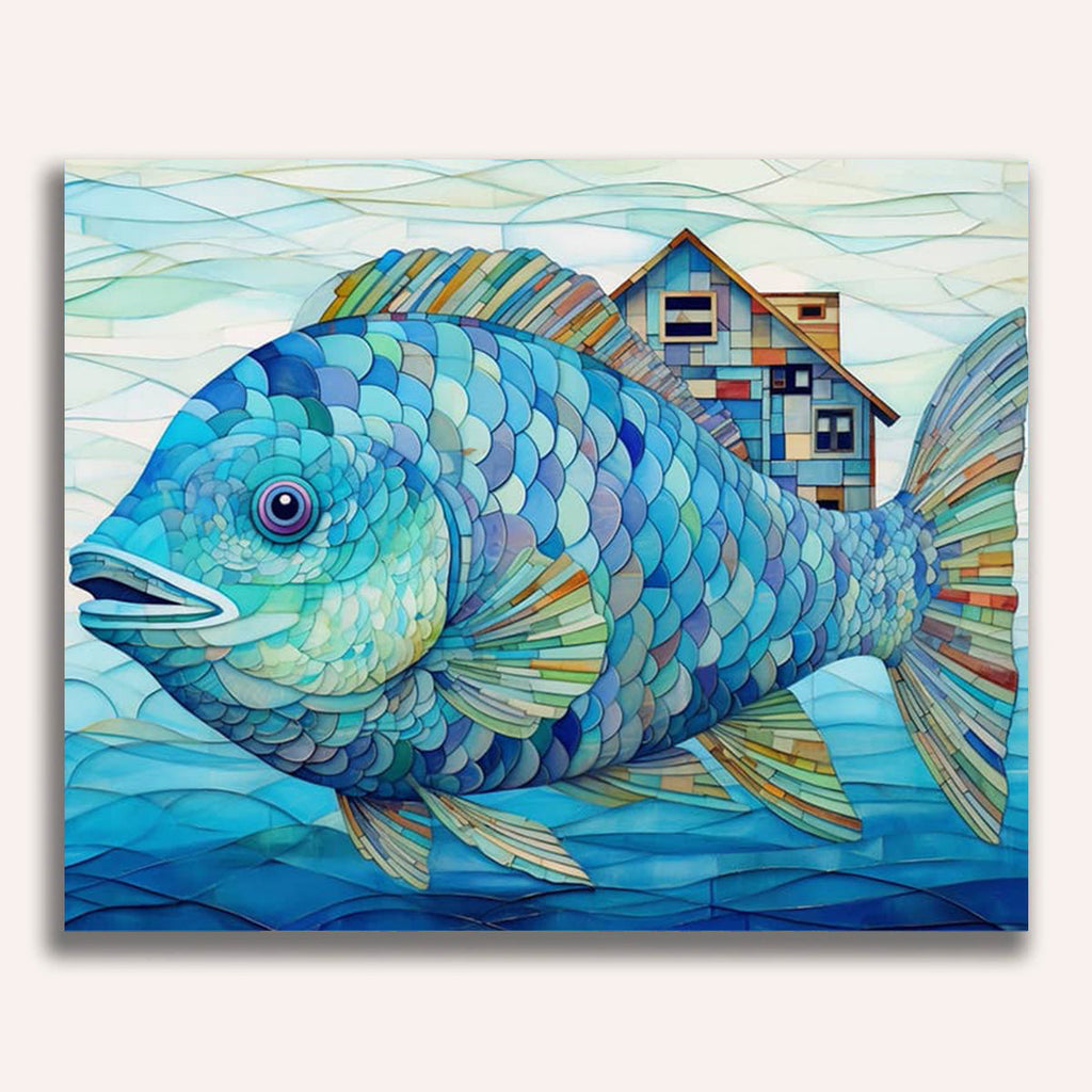 Fish, Blue colors - Paint by Numbers