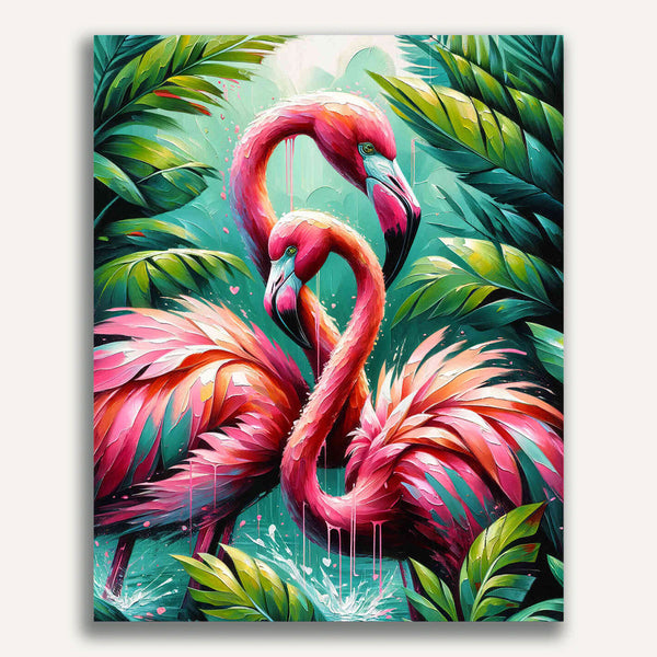 Flamingo, mother with child - Paint by Numbers