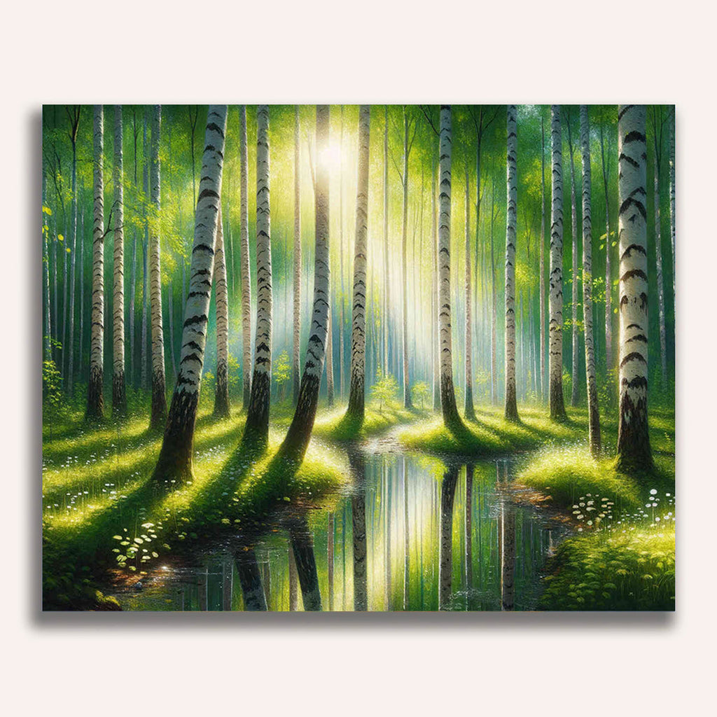 Forest, birch trees - Paint by Numbers