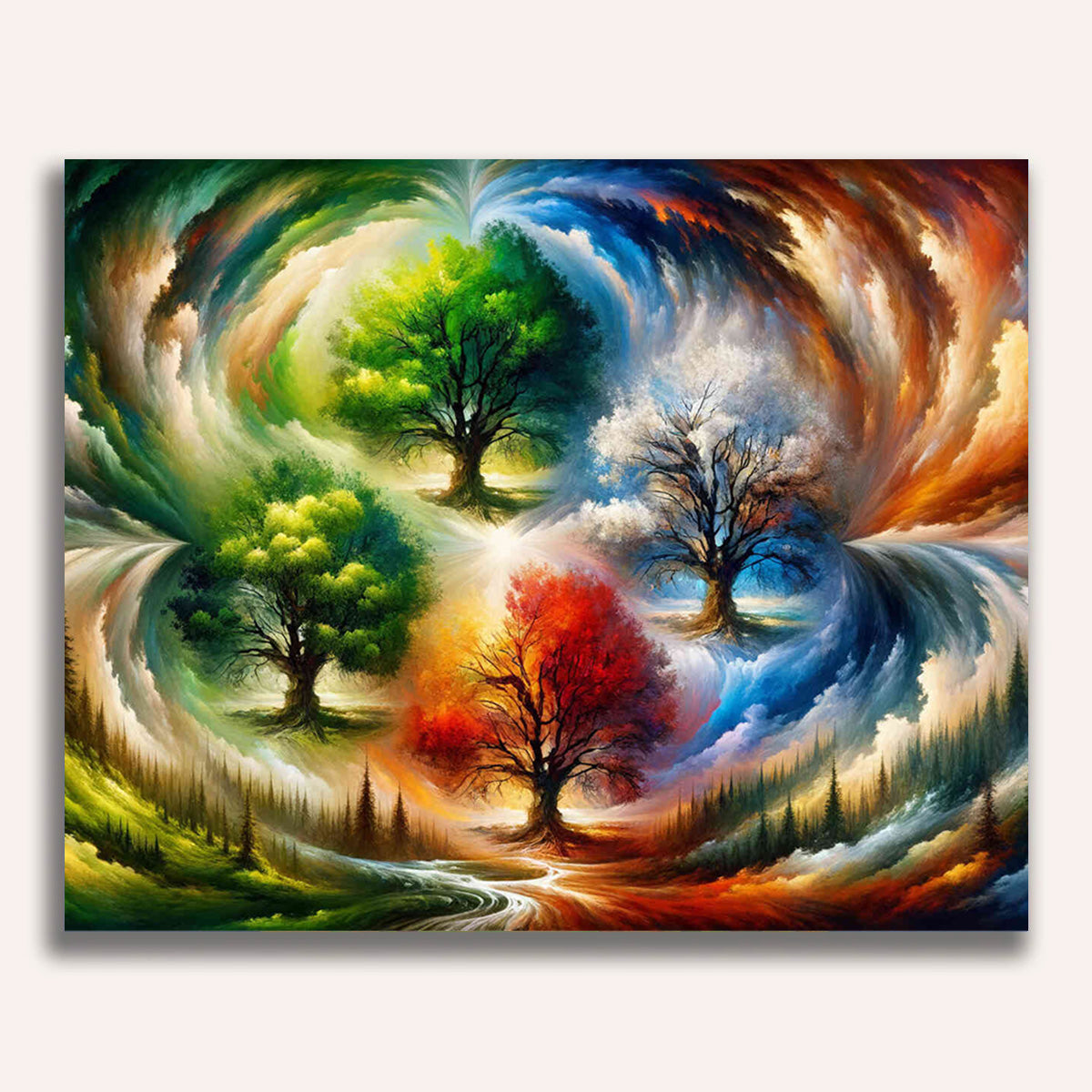 Four seasons, trees - Paint by Numbers – DIY Paint by Numbers