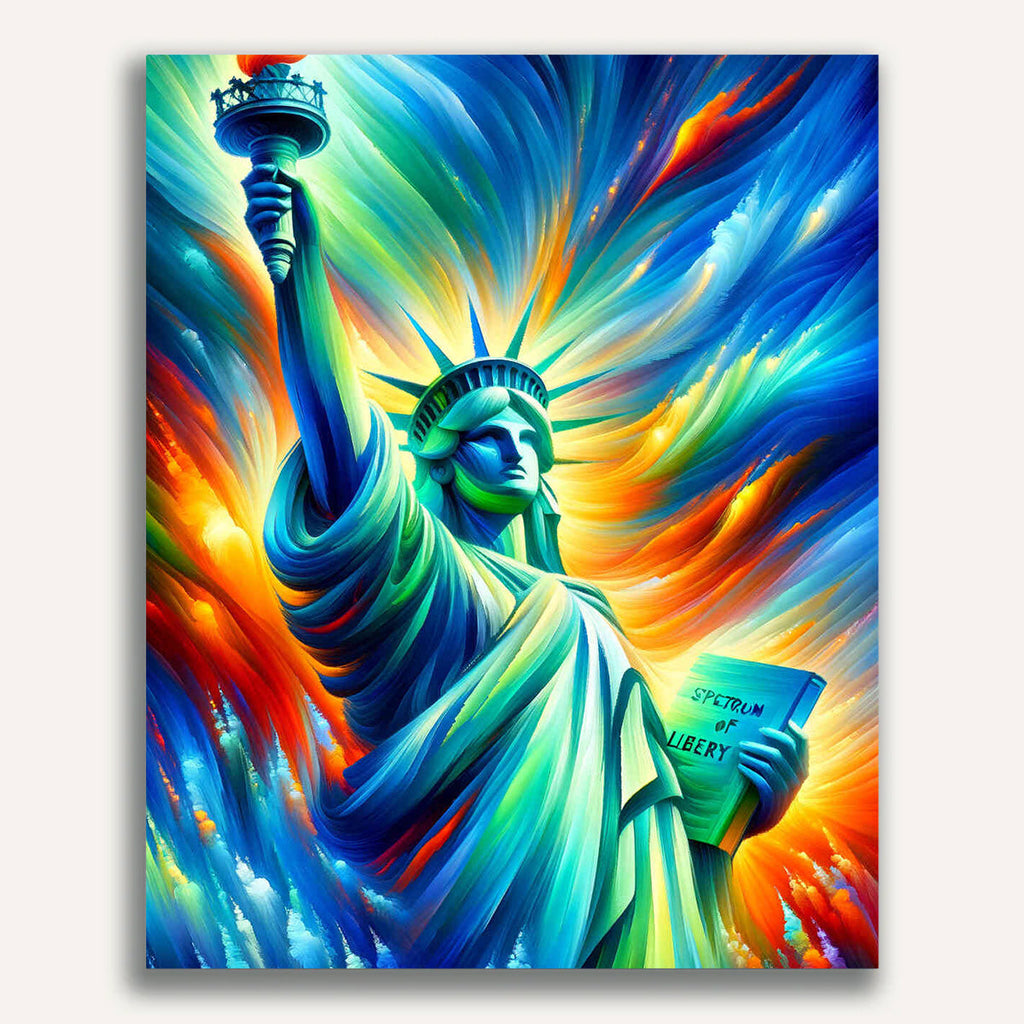 Freedom statue, colorful