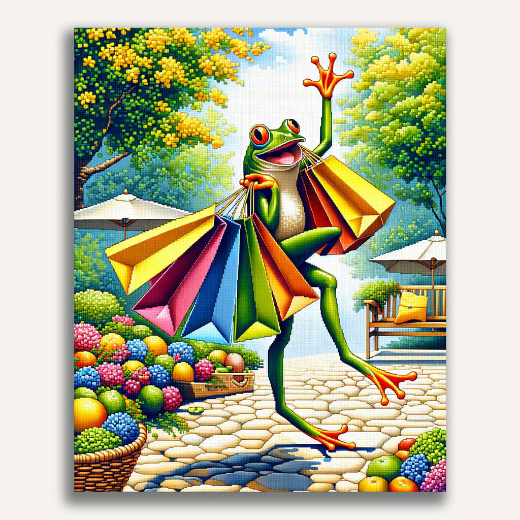 Frog with bags - Paint by Numbers