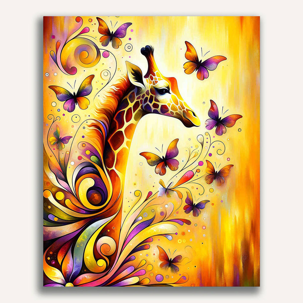 Giraffe with butterflies - Paint by Numbers