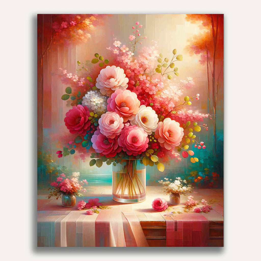 Glass vase with flowers - Paint by Numbers