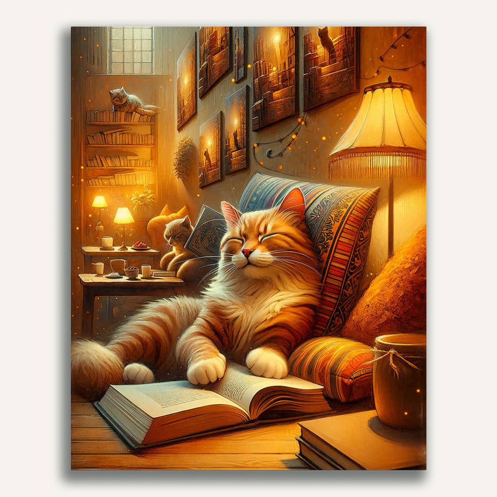 Cat reads - Paint by Numbers