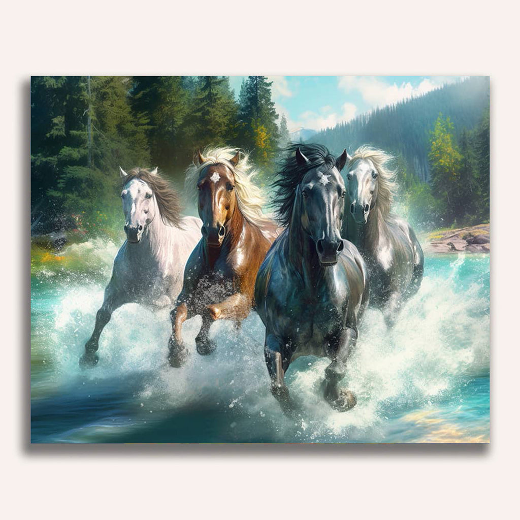 Horses, stormy - Paint by Numbers