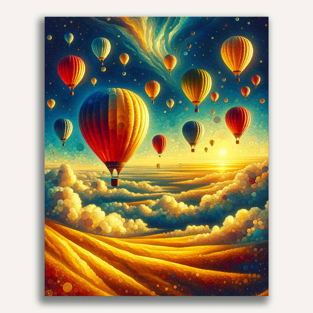 Hot air balloons, Colorful - Paint by Numbers