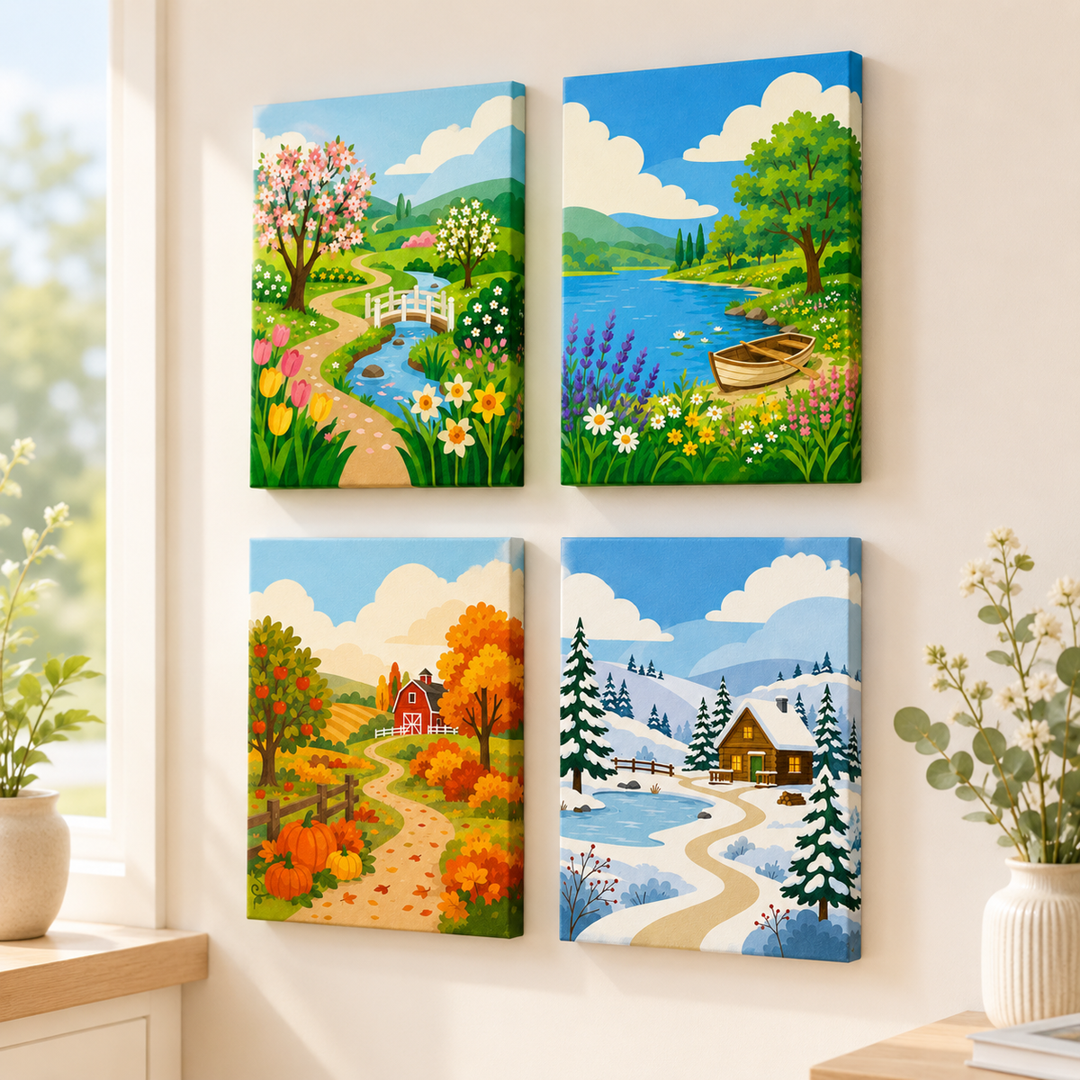 Magic of the Seasons, set of 4 - Mini paint by numbers