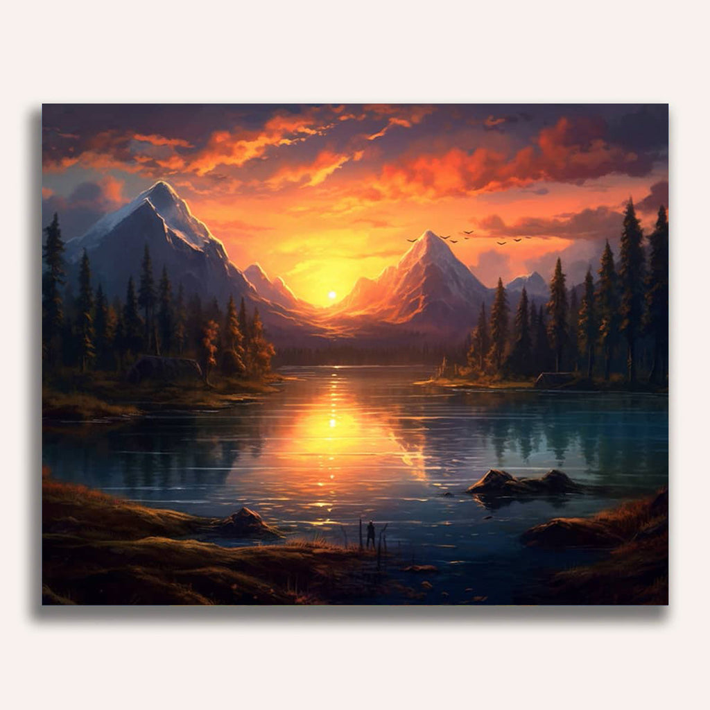 Lake, sunset - Paint by Numbers
