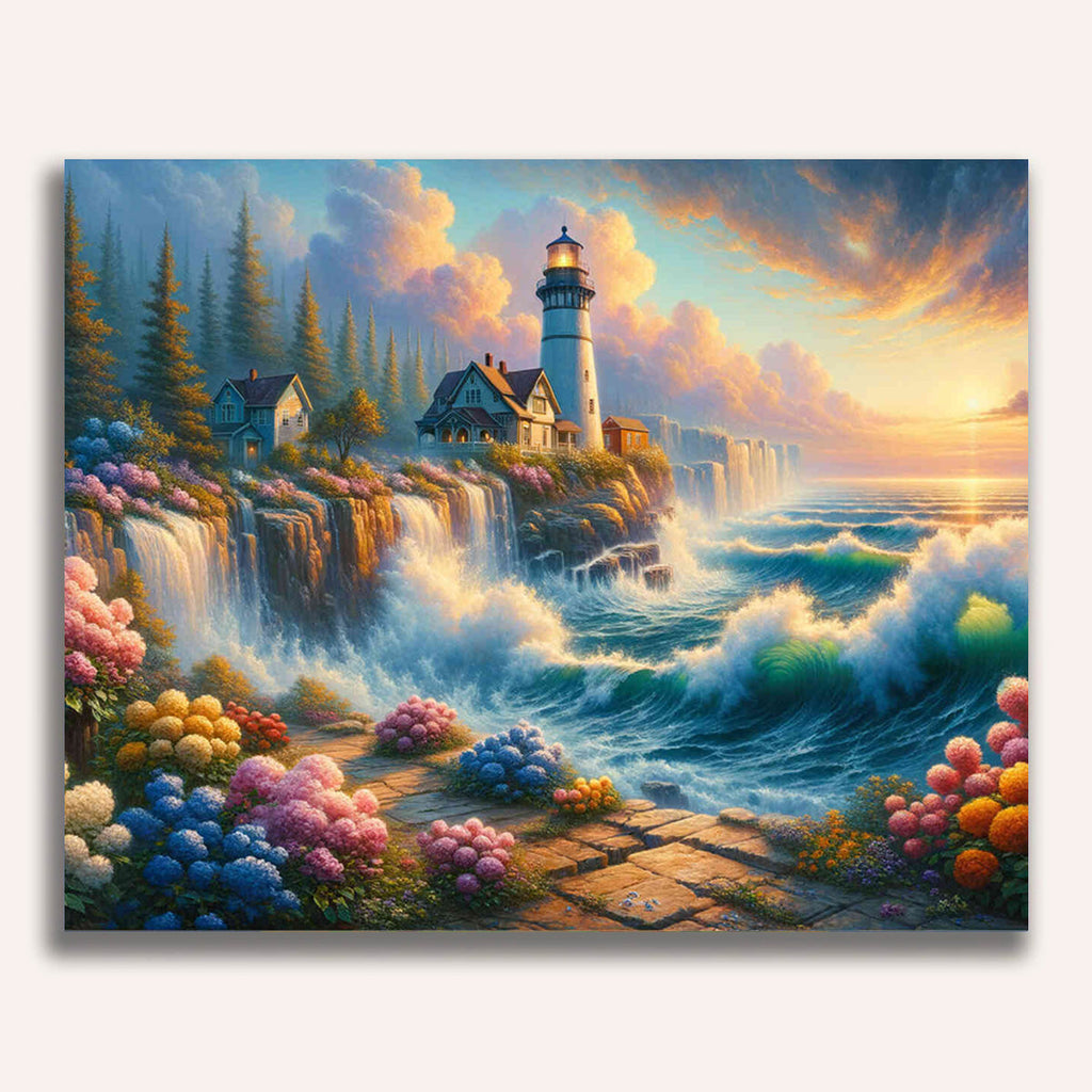 Lighthouse with waves - Paint by Numbers