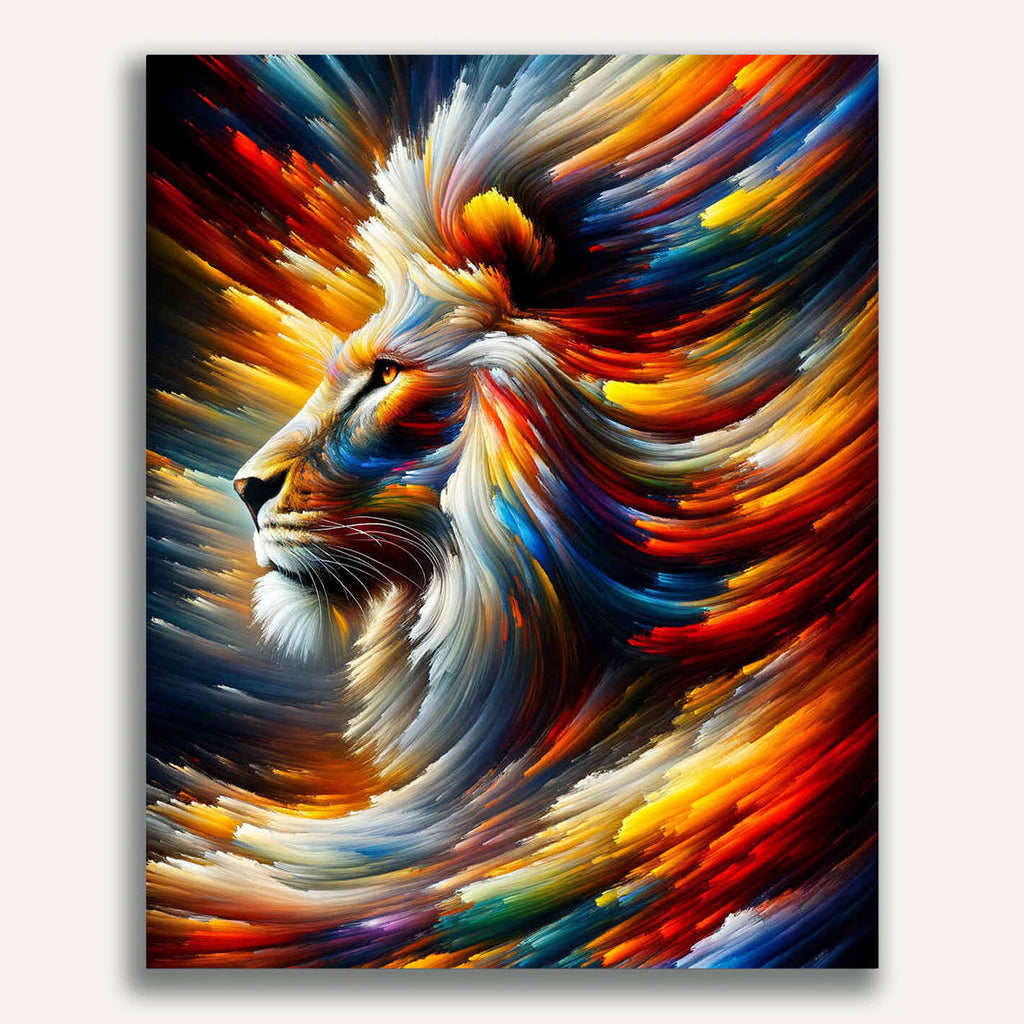 Lion, sideways Abstract - Paint by Numbers